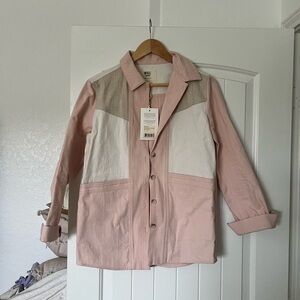 Sezane Pink and White Will Jacket